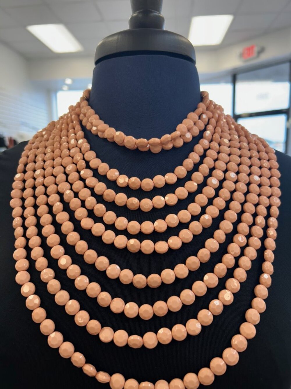 Multi-Layer Peach Bead Necklace Set